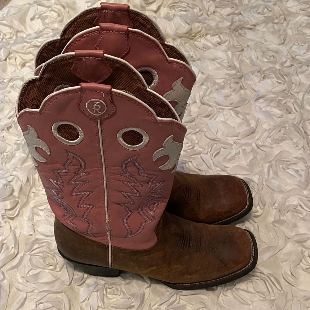Tony Lama Pink and White Western Boots
